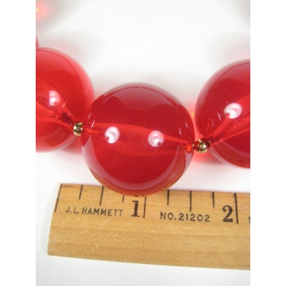 Kate Spade New York Red Lucite Ball Beaded Necklace Designer Signed 26 inch - Picture 5 of 12